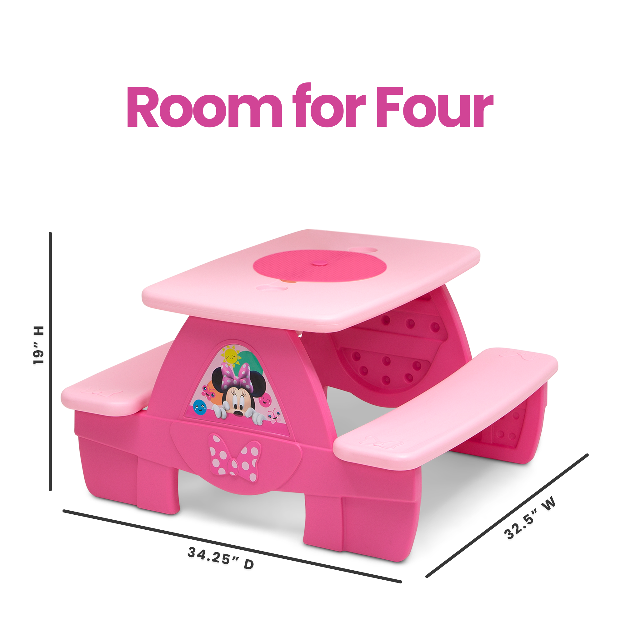 Minnie Mouse 4 Seat Activity Picnic Table with LEGO Compatible